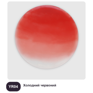 Реальний викрас колер-пасти COLORFUN YR04 «Холодний червоний» у затверділій епоксидній смолі Resin Pro